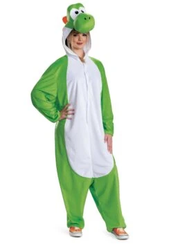 Disguise Adult Super Mario Yoshi Hooded Jumpsuit Costume -Halloween Costumes adult super mario yoshi hooded jumpsuit alt 1