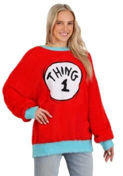Dr. Seuss Adult Thing 1 & 2 Christmas Sweater 16 Dr. Seuss Adult Thing 1 & 2 Christmas Sweater -Halloween Costumes adult thing 1 2 dr seuss christmas sweater alt 7