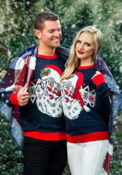 Adult Vintage Santa Ugly Christmas Sweater -Halloween Costumes adult vintage santa ugly christmas sweater alt 5