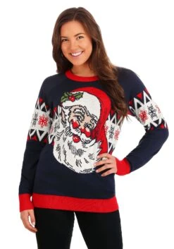 Adult Vintage Santa Ugly Christmas Sweater -Halloween Costumes adult vintage santa ugly christmas sweater alt 8