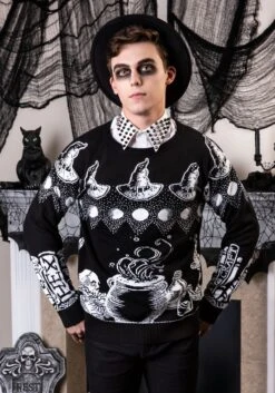 Witch Spellcraft And Curios Halloween Sweater For Adults -Halloween Costumes adult witch spellcraft and curios ugly halloween sweater upd