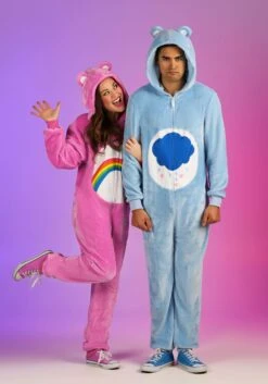 Cheer Bear Care Bears Onesie Costume For Adults -Halloween Costumes adults cheer bear care bear onesie alt 1
