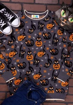 Adult Quirky Kitty Halloween Sweater -Halloween Costumes adults quirky kitty halloween sweater alt 1