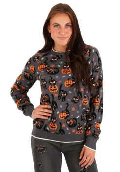 Adult Quirky Kitty Halloween Sweater -Halloween Costumes adults quirky kitty halloween sweater alt 11