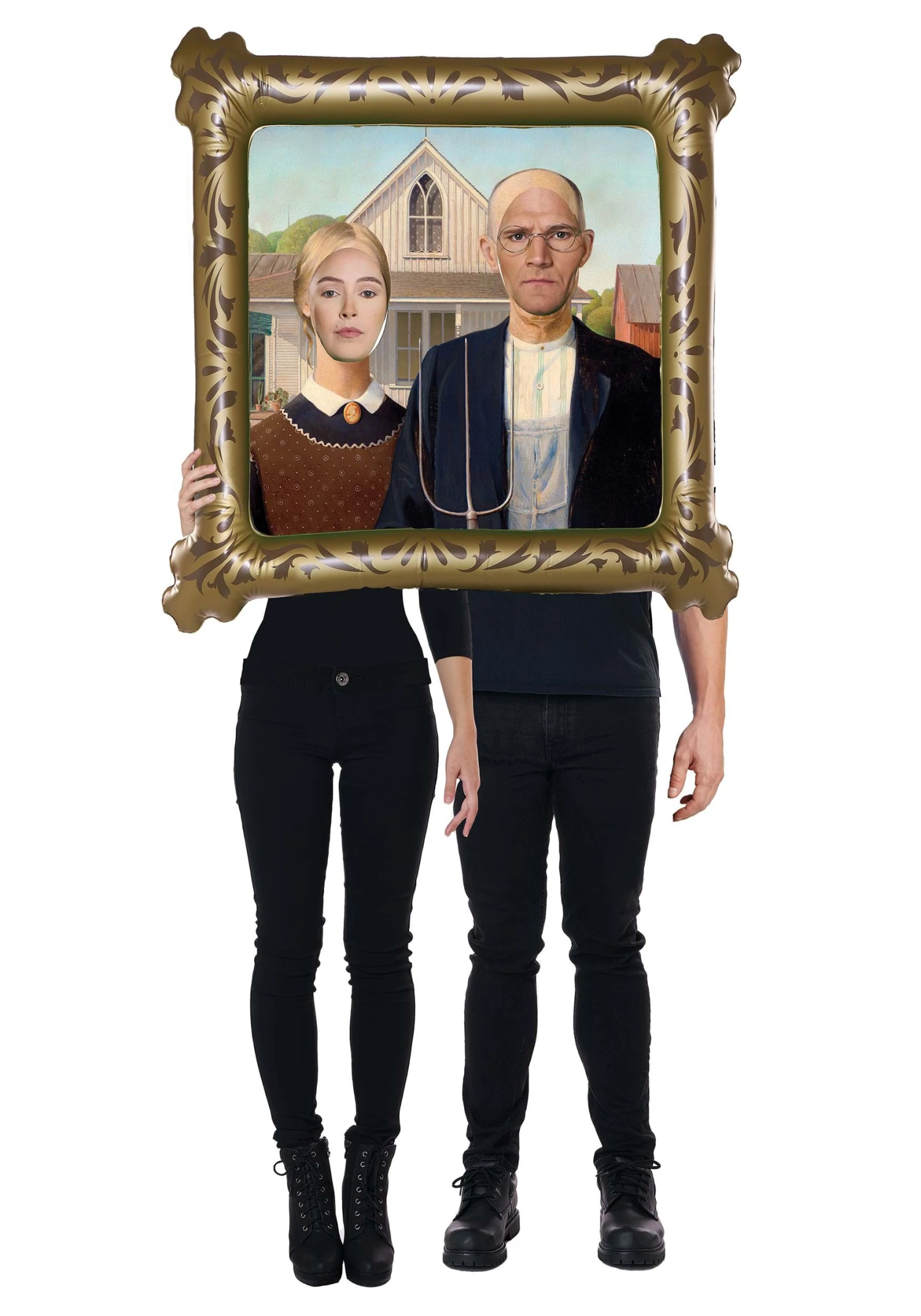 American Gothic Farmer Inflatable Painting Couple Costume 3 American Gothic Farmer Inflatable Painting Couple Costume