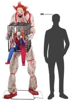 7FT Animated Cagey The Clown With Caged Clown Decoration -Halloween Costumes animated cagey the clown with caged clown alt 5