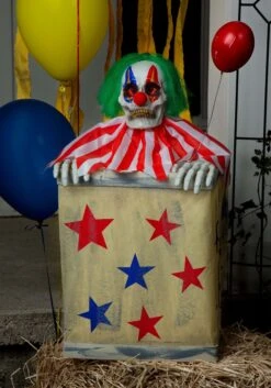 2.5FT Animated Laughing Evil Clown In Box Halloween Decoration