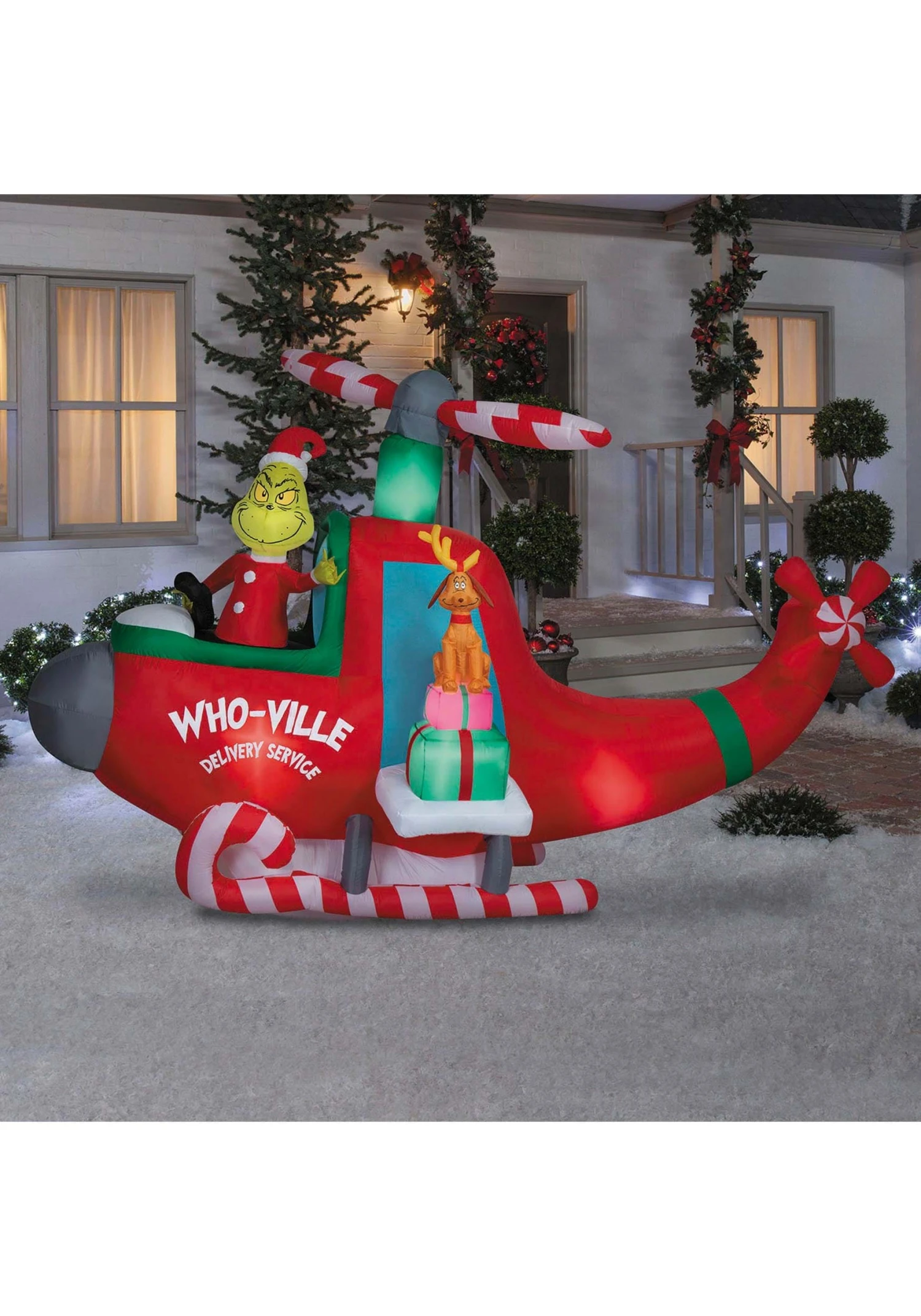 Animated Grinch In Helicopter Inflatable Decoration 3 Animated Grinch In Helicopter Inflatable Decoration