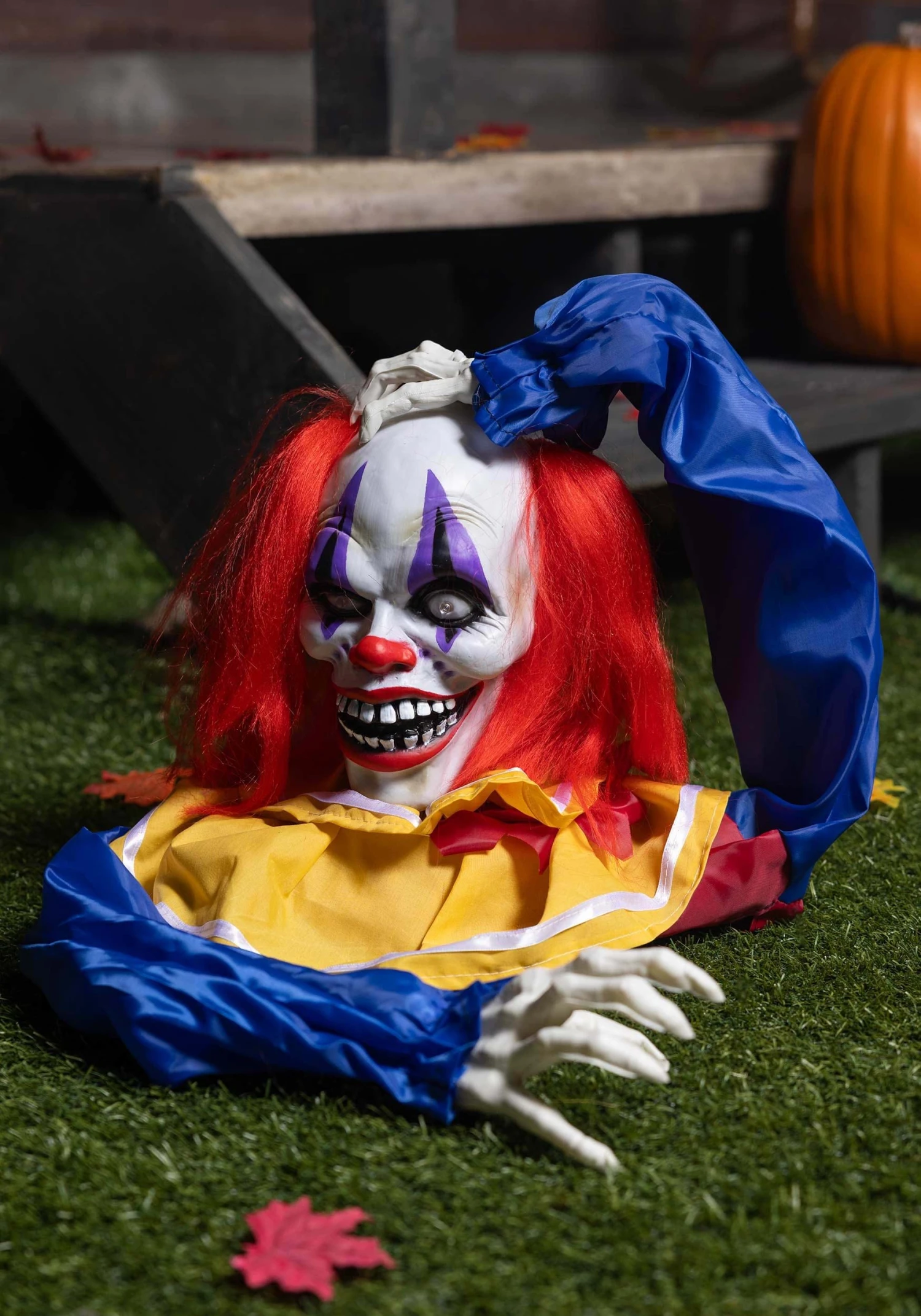 14" Animated Head Popping Clown Ground Breaker Halloween Decoration 5 14" Animated Head Popping Clown Ground Breaker Halloween Decoration - Image 3