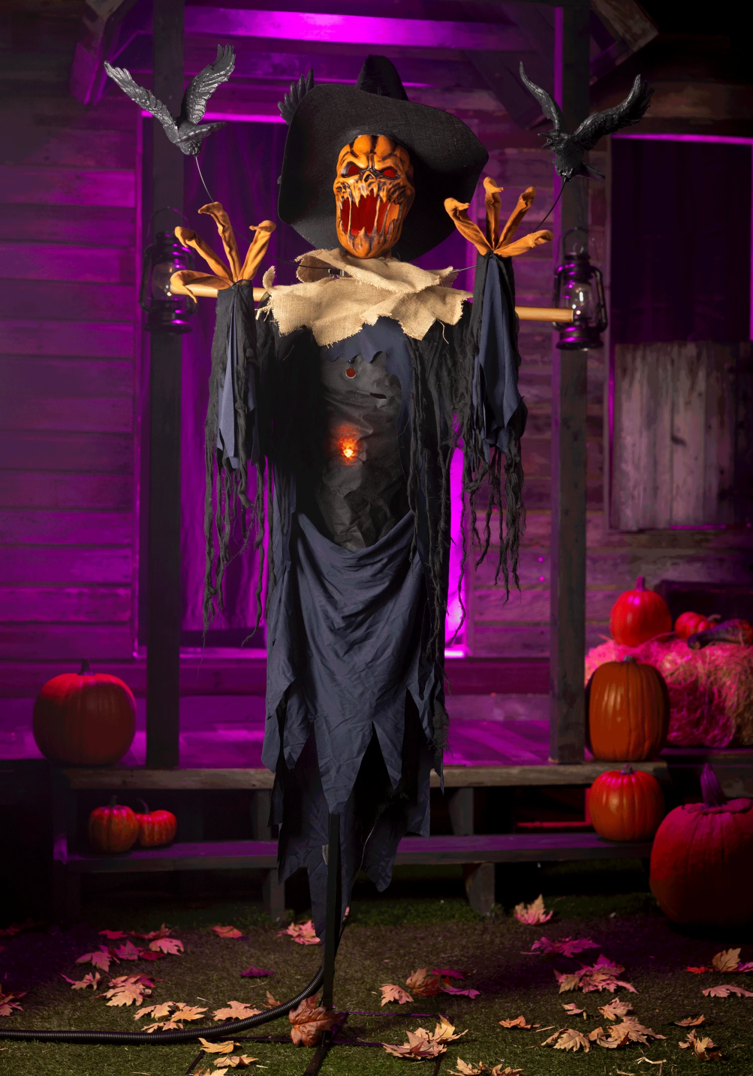 7FT Animated Raven Scarecrow Halloween Decoration 4 7FT Animated Raven Scarecrow Halloween Decoration - Image 2