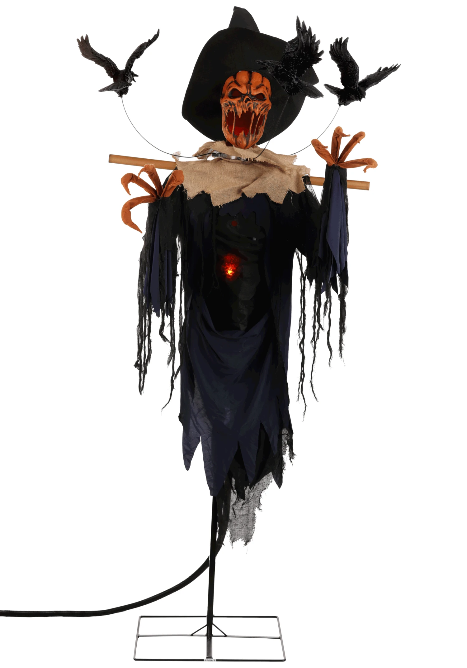 7FT Animated Raven Scarecrow Halloween Decoration 5 7FT Animated Raven Scarecrow Halloween Decoration - Image 3