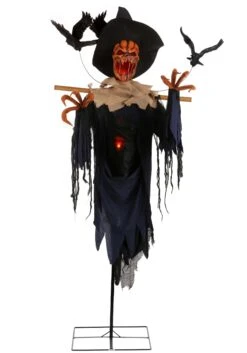 7FT Animated Raven Scarecrow Halloween Decoration 14 7FT Animated Raven Scarecrow Halloween Decoration -Halloween Costumes animated raven scarecrow alt 3
