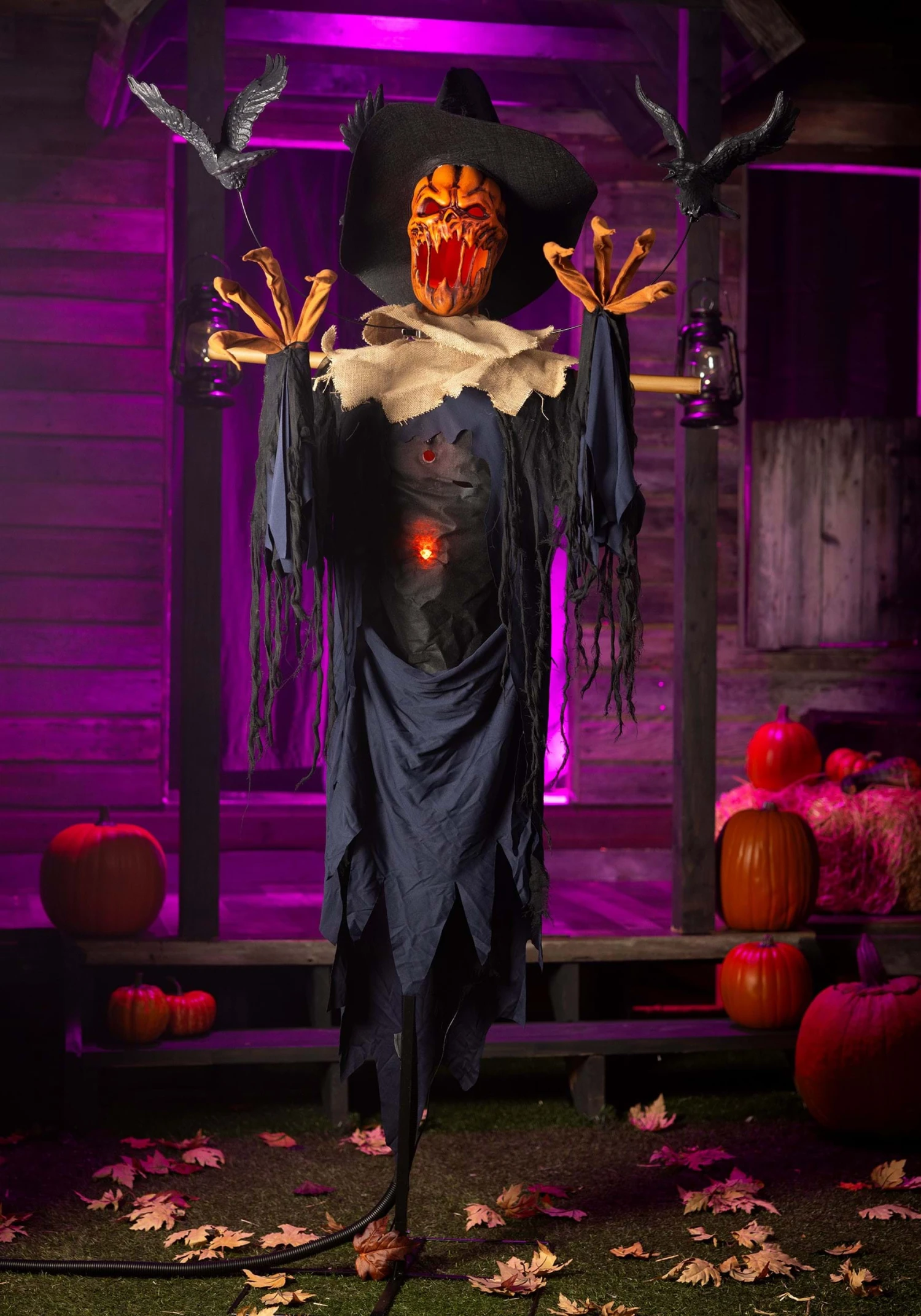 7FT Animated Raven Scarecrow Halloween Decoration 3 7FT Animated Raven Scarecrow Halloween Decoration