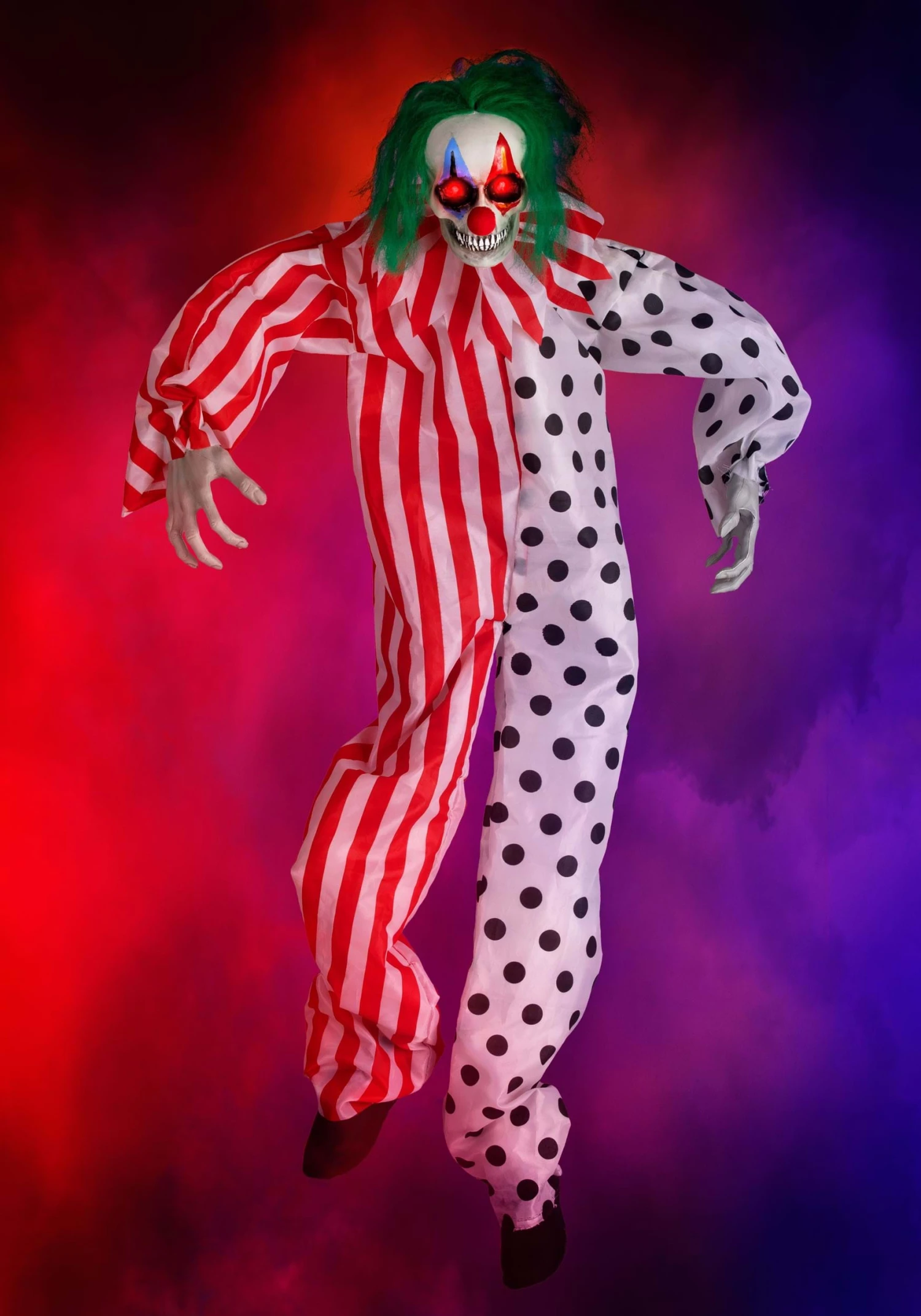 Animated Talking Evil Clown Hanging Halloween Decoration 3 Animated Talking Evil Clown Hanging Halloween Decoration
