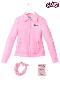 Authentic Grease Plus Size Pink Ladies Jacket Costume 7 Authentic Grease Plus Size Pink Ladies Jacket Costume -Halloween Costumes authentic plus size pink ladies jacket alt 2