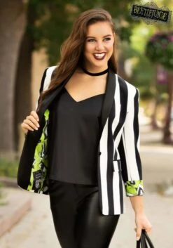 Beetlejuice Women's Suit Blazer -Halloween Costumes beetlejuice womens blazer alt 2