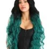 Black And Green Ombre Long Wavy Wig Accessory 1 Black And Green Ombre Long Wavy Wig Accessory -Halloween Costumes black and green ombre long wavy wig