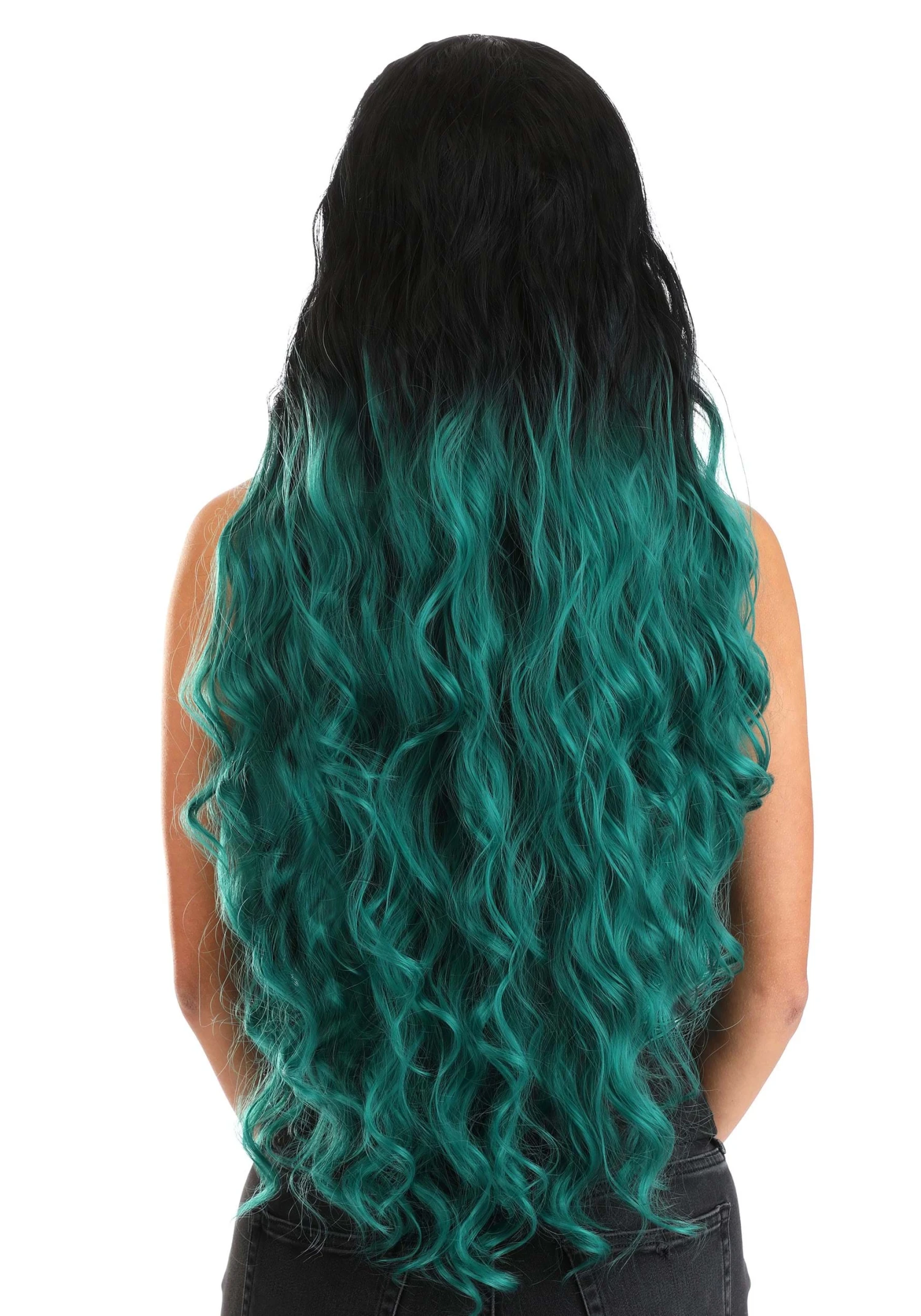 Black And Green Ombre Long Wavy Wig Accessory 4 Black And Green Ombre Long Wavy Wig Accessory - Image 2