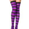 MUSIC LEGS Purple And Black Striped Thigh Highs 2 MUSIC LEGS Purple And Black Striped Thigh Highs -Halloween Costumes black and purple striped thigh highs