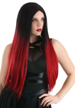 Black And Red Ombre Wig For Adults