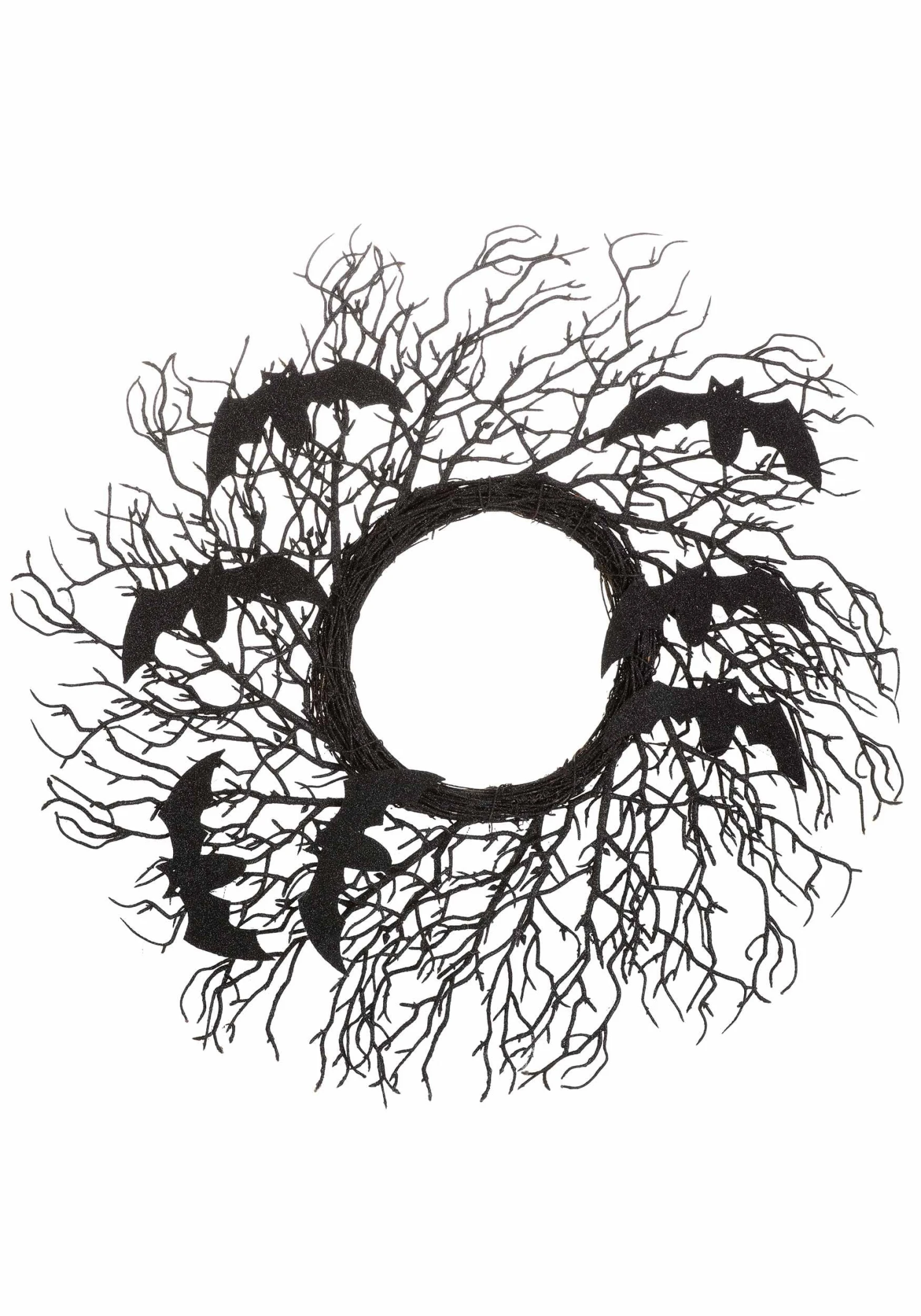 Spooky Black Bat Halloween Wreath Decoration 4 Spooky Black Bat Halloween Wreath Decoration - Image 2