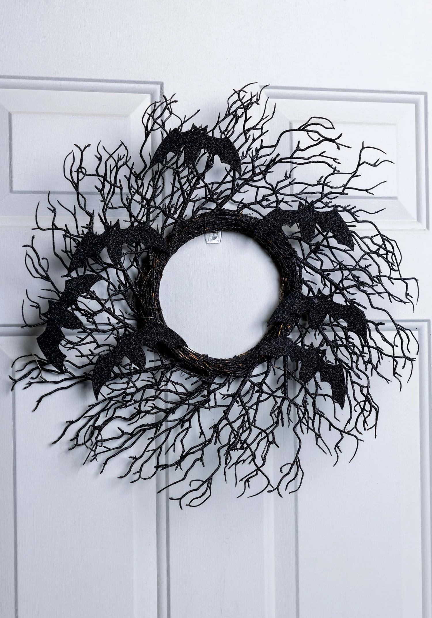 Spooky Black Bat Halloween Wreath Decoration 3 Spooky Black Bat Halloween Wreath Decoration