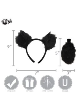 Black Bear Costume Ears Headband & Tail Kit -Halloween Costumes black bear ears headband tail kit alt 4