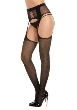Dreamgirl Black Caged Fishnet Garter Belt For Women