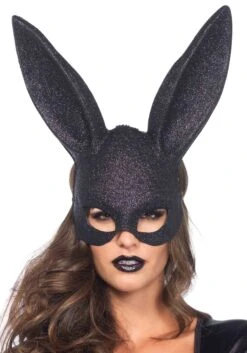LEG AVENUE Black Glitter Bunny Mask
