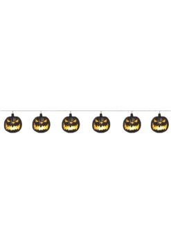 Black Jack-o-Lantern Light Up Garland Decoration