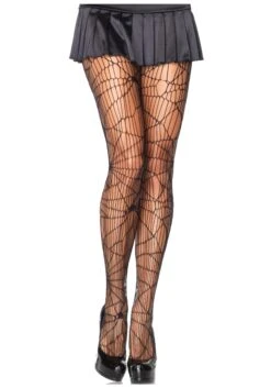 LEG AVENUE Black Spiderweb Tights For Women
