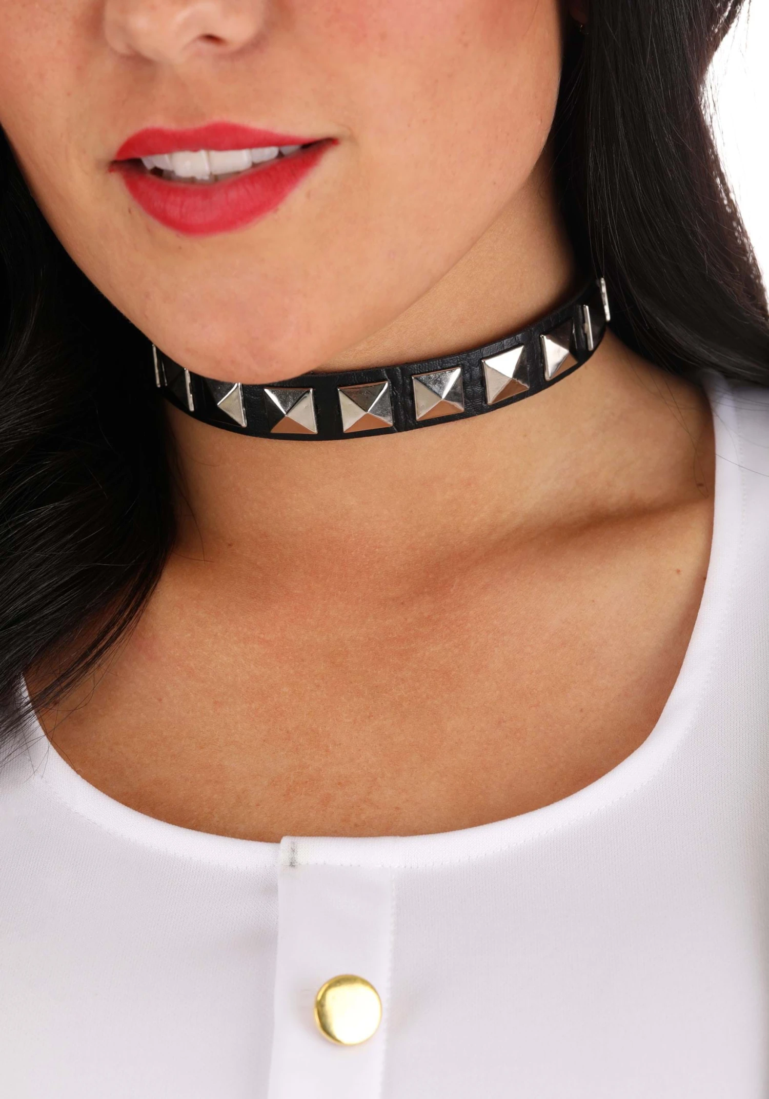 Black Studded Costume Choker Accessory 4 Black Studded Costume Choker Accessory - Image 2