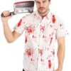 Adult Bloody Haunted Halloween Button Up Shirt
