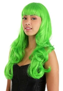 Bright Green Full Wavy Wig For Women 8 Bright Green Full Wavy Wig For Women -Halloween Costumes bright green full wavy wig alt 2