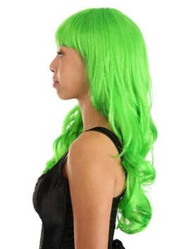 Bright Green Full Wavy Wig For Women 9 Bright Green Full Wavy Wig For Women -Halloween Costumes bright green full wavy wig alt 3