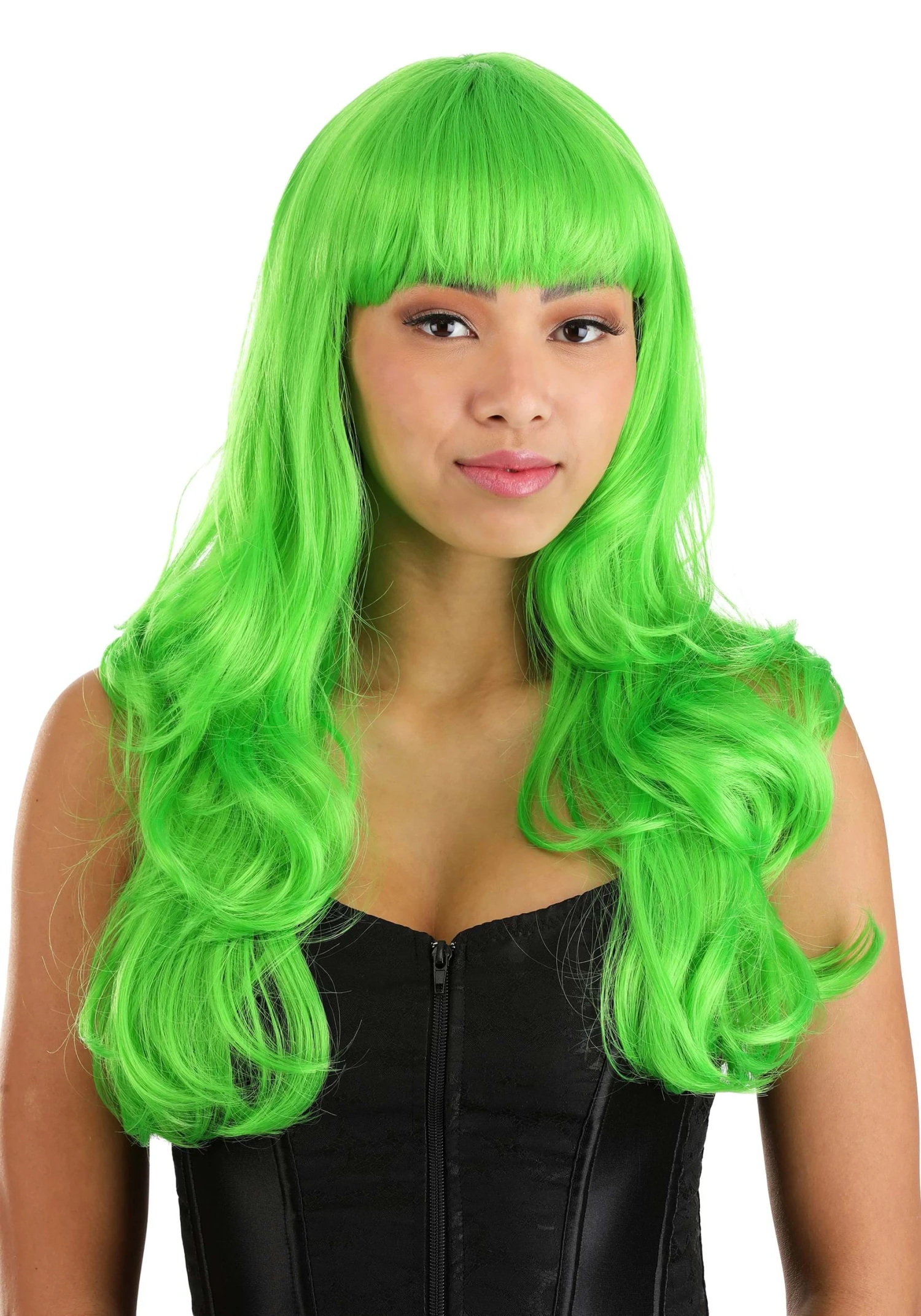Bright Green Full Wavy Wig For Women 3 Bright Green Full Wavy Wig For Women