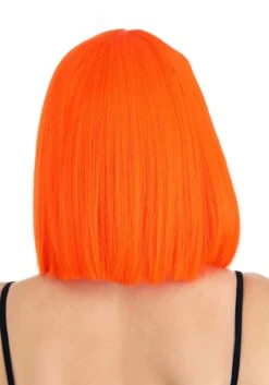 Bright Orange Bob Wig For Adults -Halloween Costumes bright orange bob wig alt 3