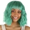 Bright Teal Wavy Wig For Women 2 Bright Teal Wavy Wig For Women -Halloween Costumes bright teal wavy wig