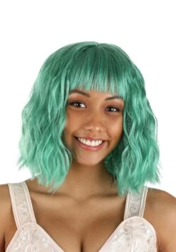 Bright Teal Wavy Wig For Women
