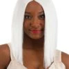 Bright White Long Bob Wig For Women 2 Bright White Long Bob Wig For Women -Halloween Costumes bright white long bob wig