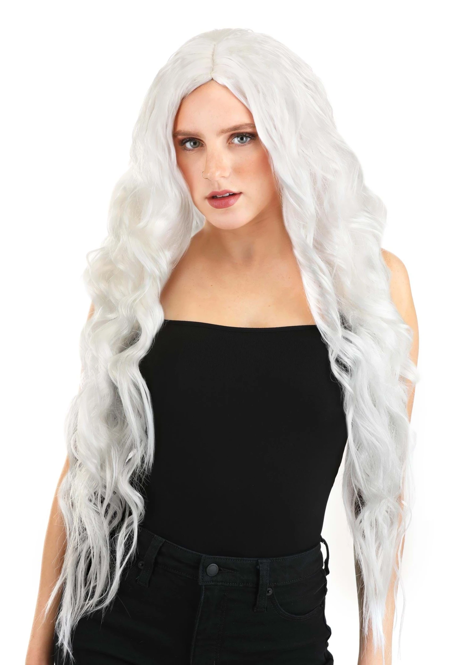 Long Bright White Wavy Wig 3 Long Bright White Wavy Wig