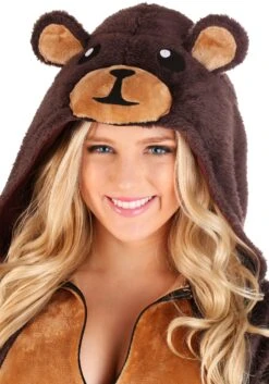 Adult Brown Bear Jumpsuit Costume -Halloween Costumes brown bear adult onesie 2