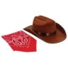 Brown Junior Cowboy Costume Hat And Bandana Accessory Set 1 Brown Junior Cowboy Costume Hat And Bandana Accessory Set -Halloween Costumes brown cowboy hat and bandana set