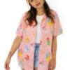 Cakeworthy Care Bears Camp Collar Button Up Shirt For Adults -Halloween Costumes cakeworthy adult care bears camp collar button up shirt