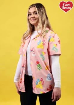 Cakeworthy Care Bears Camp Collar Button Up Shirt For Adults -Halloween Costumes cakeworthy care bears camp collar button up shirt alt 1