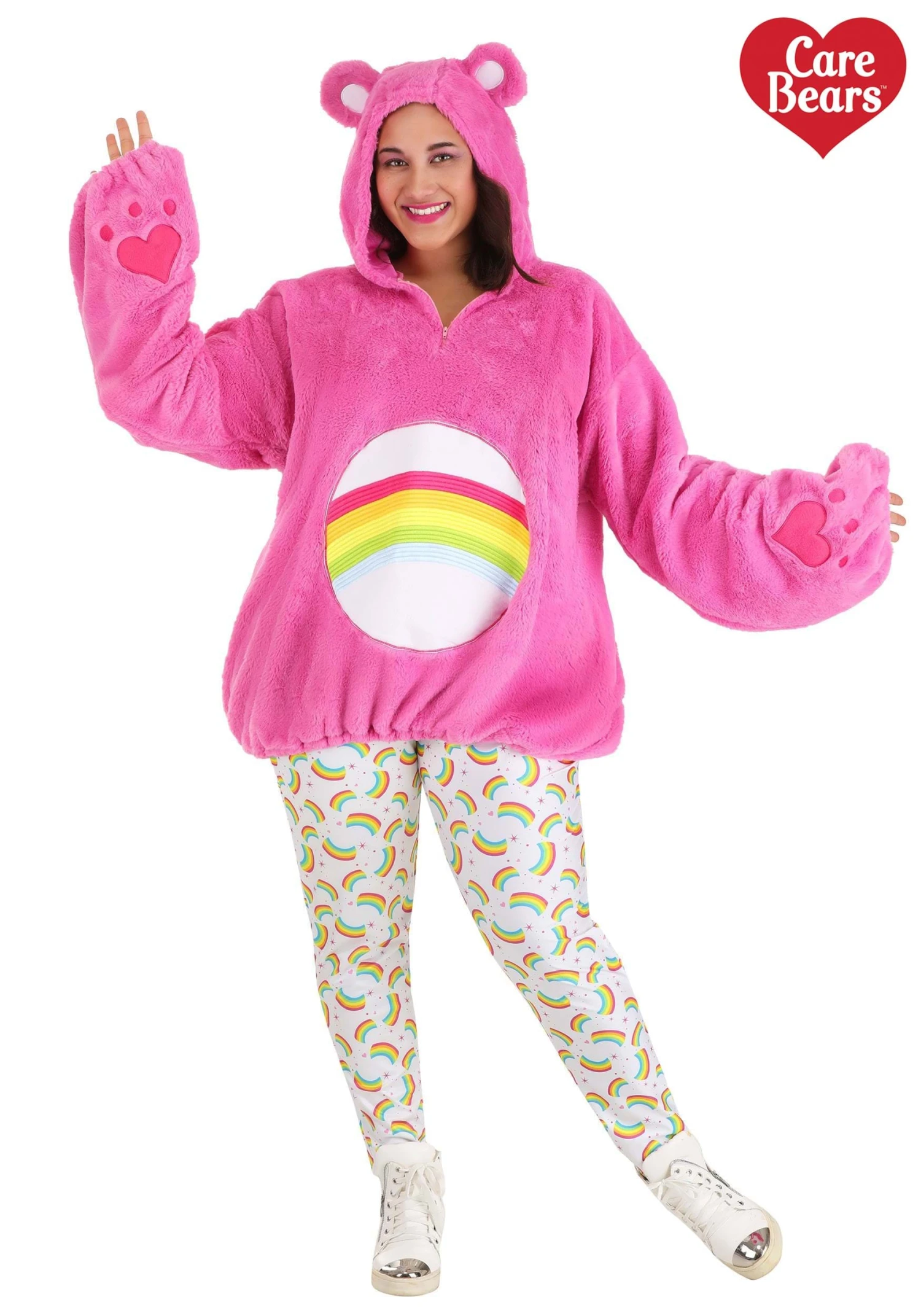Care Bears Women's Plus Size Deluxe Cheer Bear Hoodie Costume 3 Care Bears Women's Plus Size Deluxe Cheer Bear Hoodie Costume