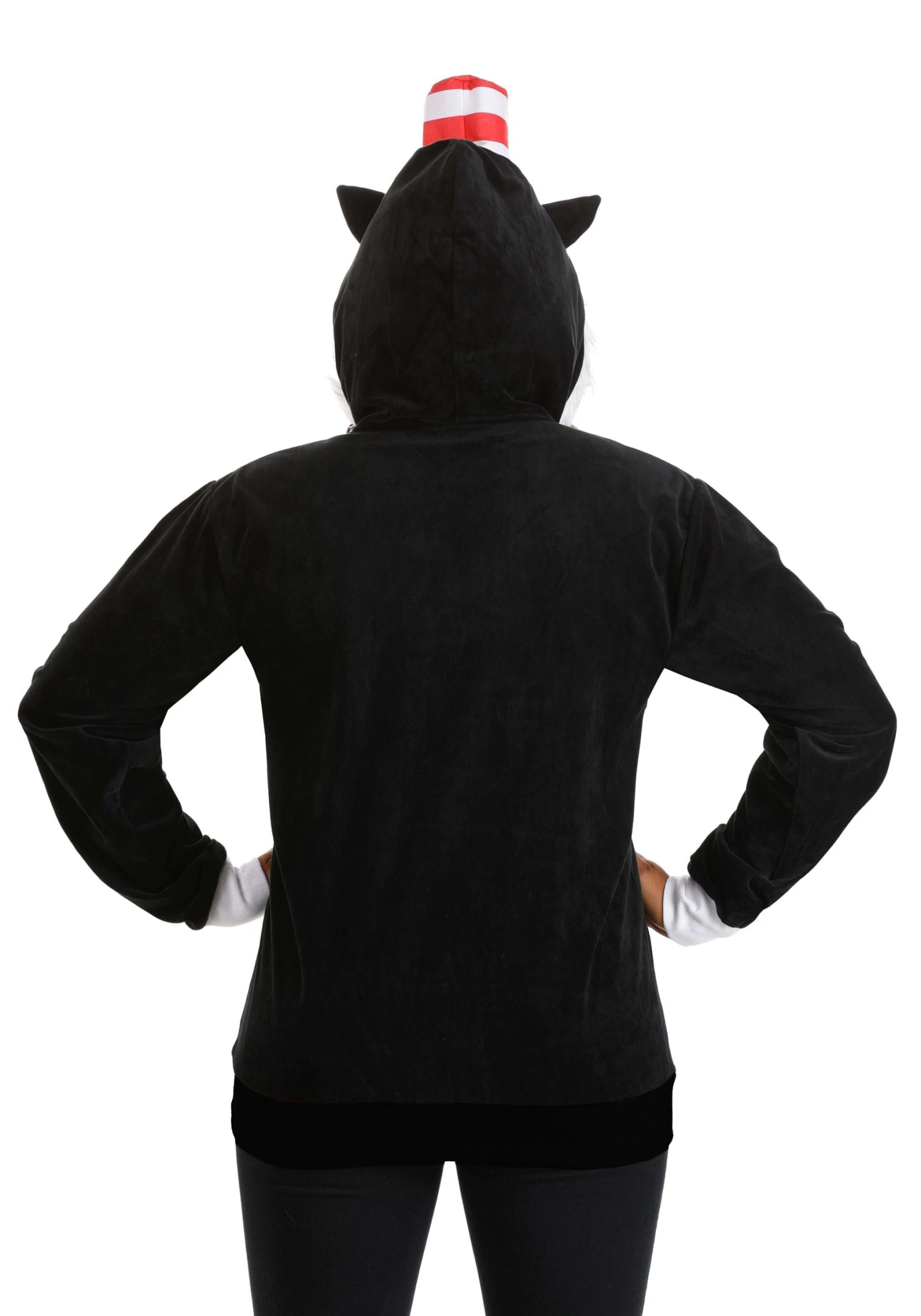 Cat In The Hat Hoodie Costume Top For Adults 4 Cat In The Hat Hoodie Costume Top For Adults - Image 2
