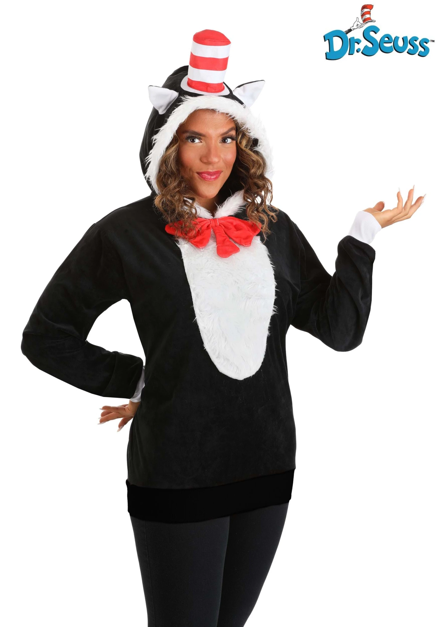 Cat In The Hat Hoodie Costume Top For Adults 3 Cat In The Hat Hoodie Costume Top For Adults
