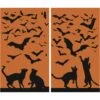 Silhouette Cats & Bats Window Poster Decoration -Halloween Costumes cats bats silhouette window poster