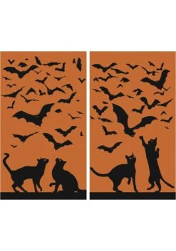 Silhouette Cats & Bats Window Poster Decoration